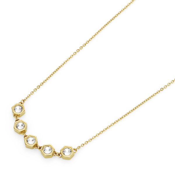 Ever Stacked Crystal Honeycomb Gold Plated Stacking Necklace - Image 4