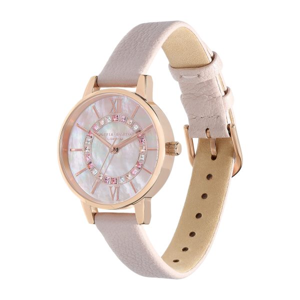 30mm Rose Gold & Pink Leather Strap Watch - Image 2