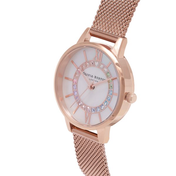 30mm White & Rose Gold Mesh Watch - Image 2