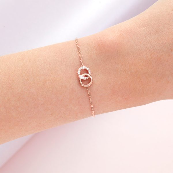 Bejewelled Interlink Chain Bracelet Rose Gold - Image 3